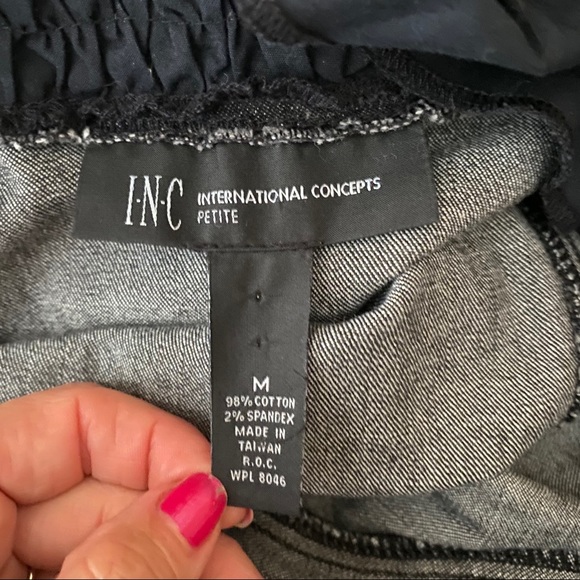 INC black ruffled crop stretchy Jean jacket M - Picture 7 of 7